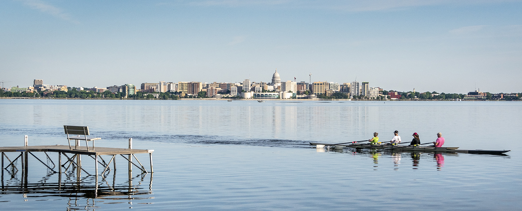 Rowing on Lake Monona in Madison Wisconsin