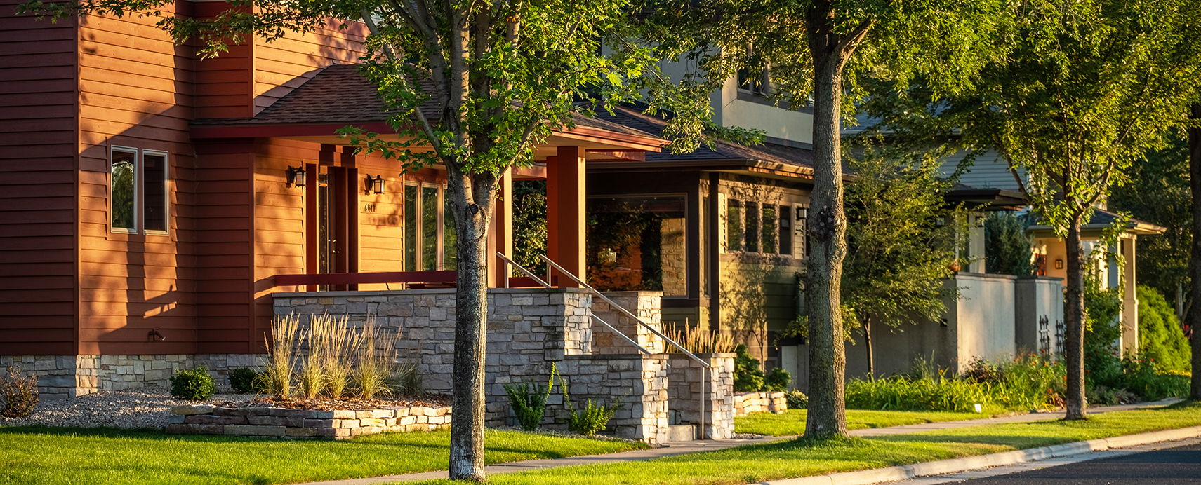 Sunset falls on Middleton Hills craftsman homes